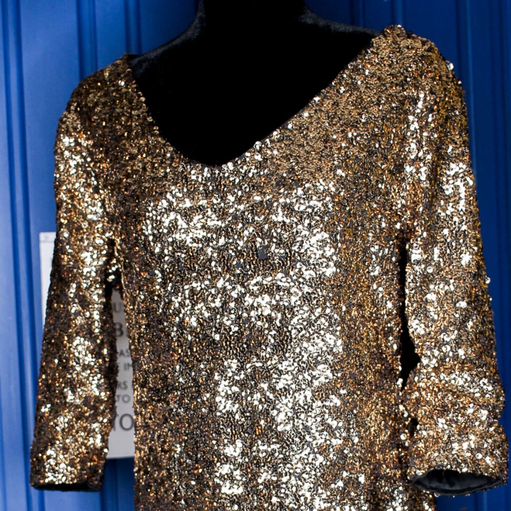 Metaphor gold sequin party dress